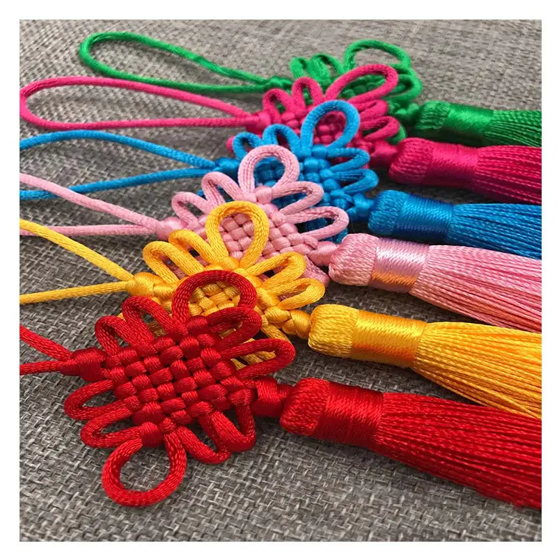 Tassel Decorations 12pcs/lot Chinese Knot Tassel Silk Fringe Bangs Flower Tassel Trim for Curtains Home Decoration Accessories