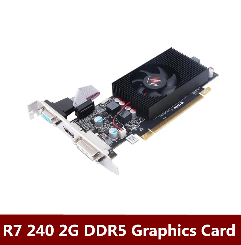 Новинка для AMD R7 240 полувысотная видеокарта 2G небольшая с корпусом игровая DDR5 HD 4K 1