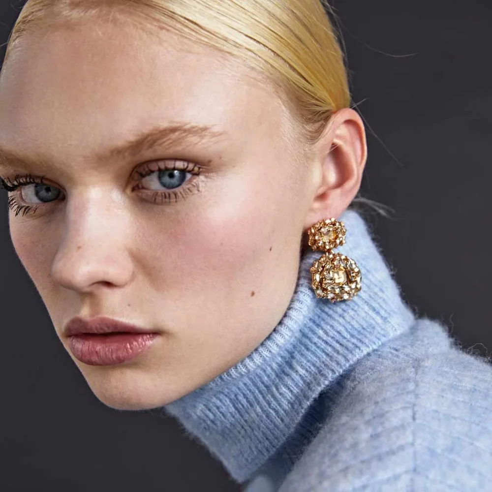 Girlgo богемные новые роскошные серьги ZA каплевидные для женщин модные AB Цвет Кристалл Висячие висячие серьги свадебные подарки