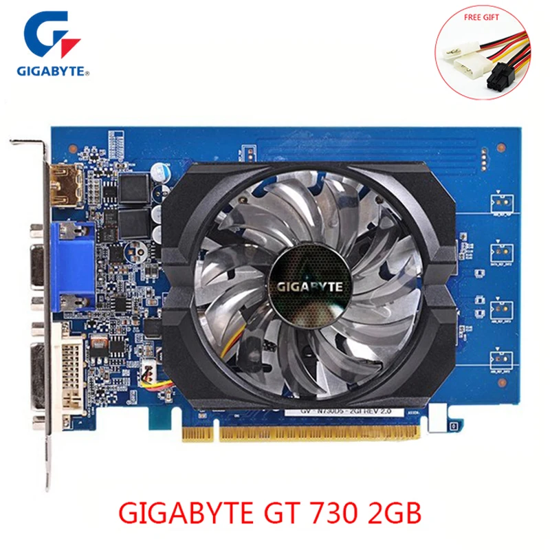 Видеокарта GIGABYTE Nvidia GT730 2 ГБ DDR5 64 бит GDDR5 игровые графические карты для NVIDIA Geforce GT 730
