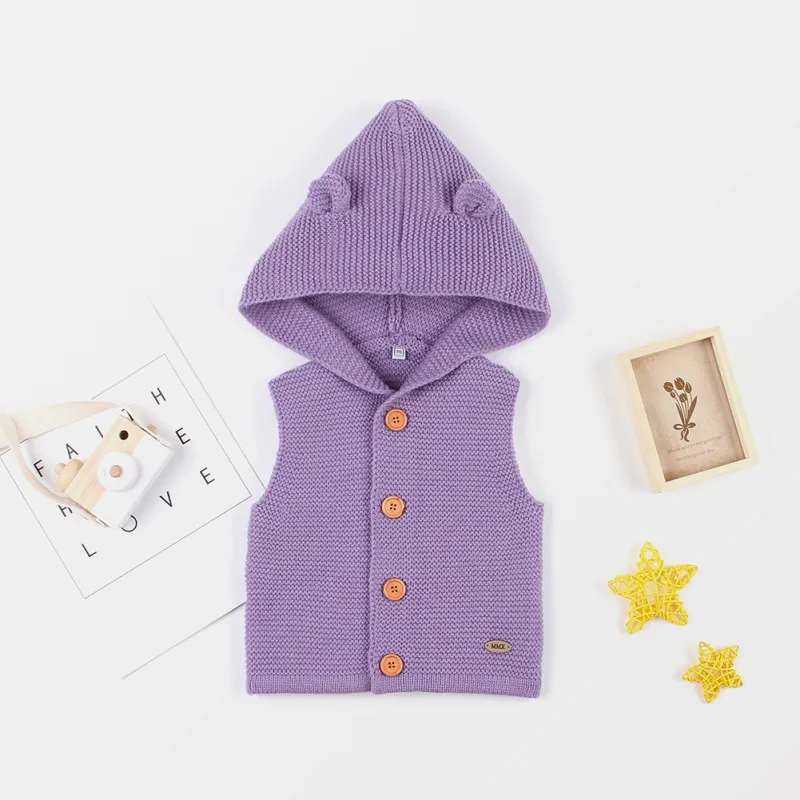Осенний детский Однотонный свитер с капюшоном и разноцветным принтом для маленьких мальчиков и девочек топы без рукавов, пальто, новая верхняя одежда