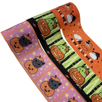 

Hot sale 3"75mm cartoon christmas halloween Grosgrain Ribbon accept customazition