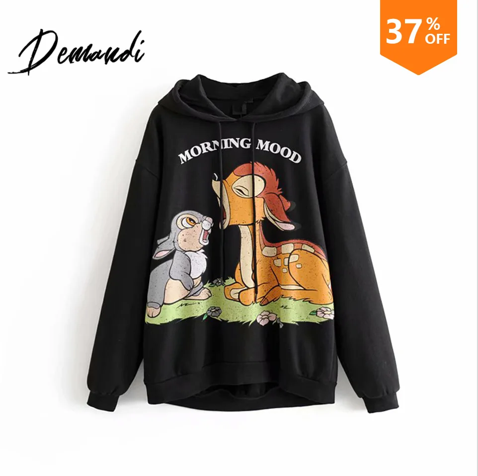 DEMANDI, женская гигиеническая одежда на осень и зиму, новинка, свободная, для отдыха, с рисунками из мультфильмов, с шапочками и гигиенической одеждой