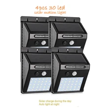 4 шт. 30 светодиодный светильник на солнечных батареях PIR датчик движения Лампа безопасности ночные светильники садовые дворы уличные настенные лампы для гаражных палубных дорожек