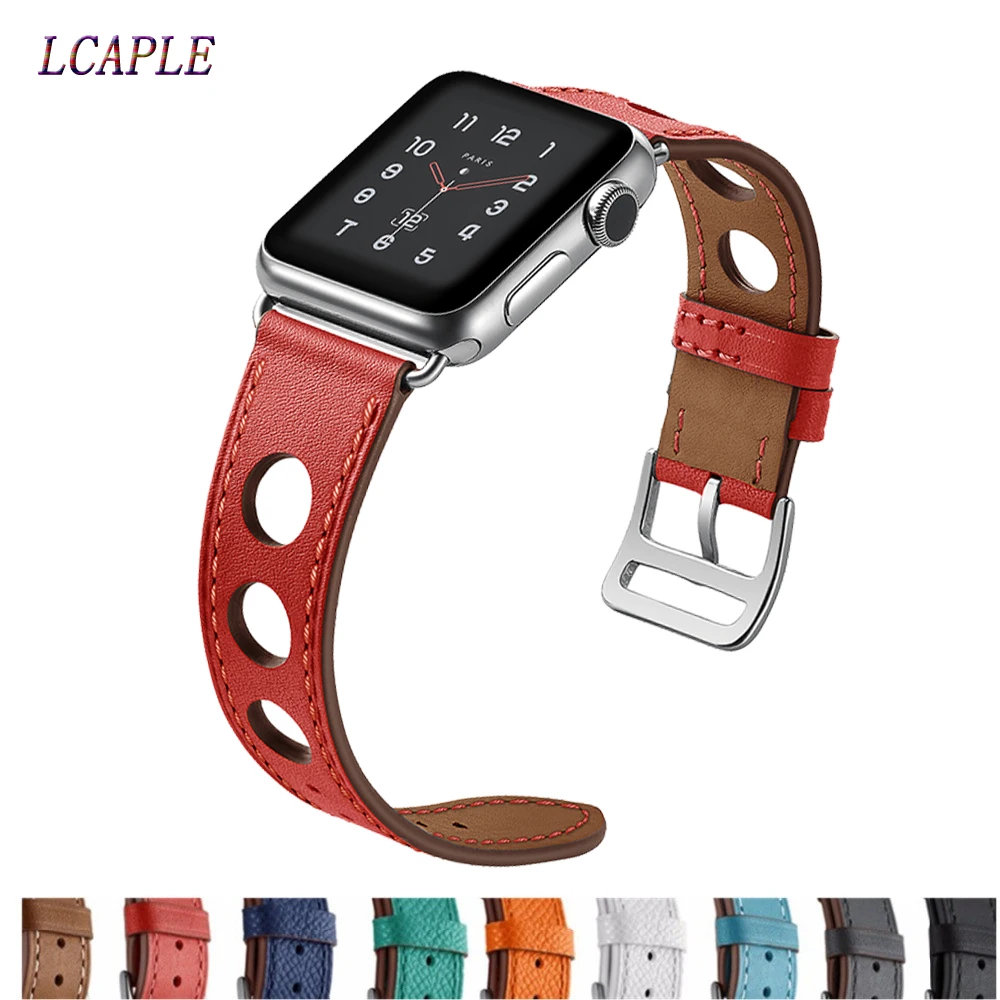 

Genuine Leather Strap For Apple Watch 4 band 44mm iwatch series 5 4 3 2 correa apple watch 42mm 38 mm 40mm Bracelet watchband 44