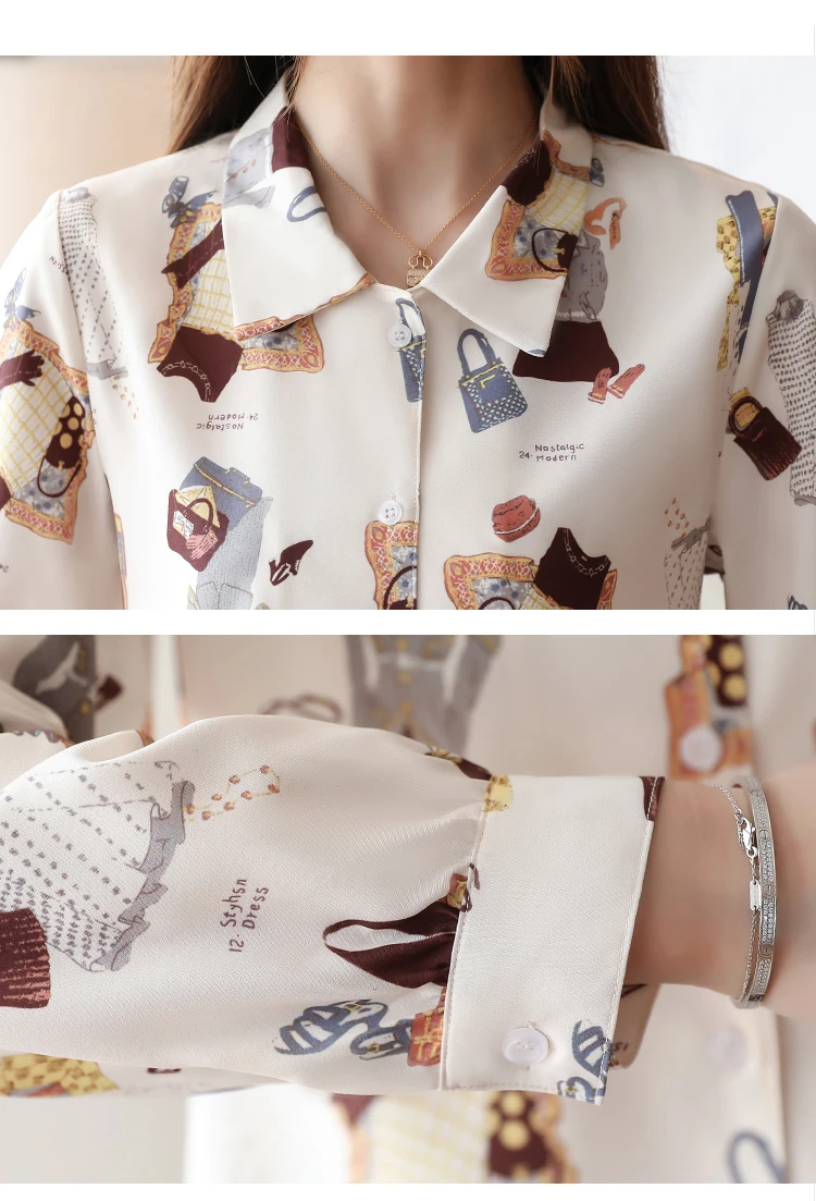 Женские блузки и топы blusas mujer шифоновая блузка с принтом и пуговицами, рубашки с длинным рукавом для женщин, топы с v-образным вырезом harajuku 7129 50