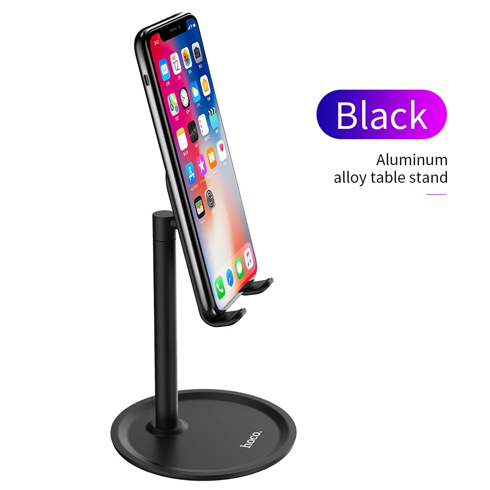 Hoco держатель для мобильного телефона Подставка для iPhone X XS iPad Air смартфон металлический Настольный держатель для телефона Xiaomi huawei стол - Цвет: Черный
