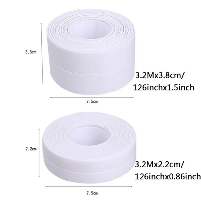 3.2mx3.8cm Self adhesive Sink Stickers Waterproof Mildew-Proof Tape Kitchen Seam Gap Corner Sealing Strip Bathroom Toilet PVC sealing strip tape waterproof tape sealing tape sealing strip