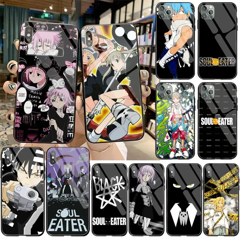 YJZFDYRM hot animal Soul Eater Painted Phone Case Tempered Glass For iPhone 11 Pro XR XS MAX 8 X 7 6S 6 Plus SE 2020 case | Мобильные