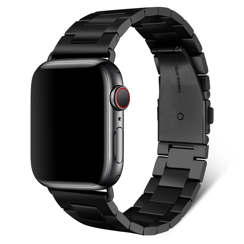 Ремешок из нержавеющей стали для Apple Watch 42 мм серия 5 4 3 2 1 сменная классическая версия для iWatch ремешок 38 мм металлический ремень - Цвет ремешка: black