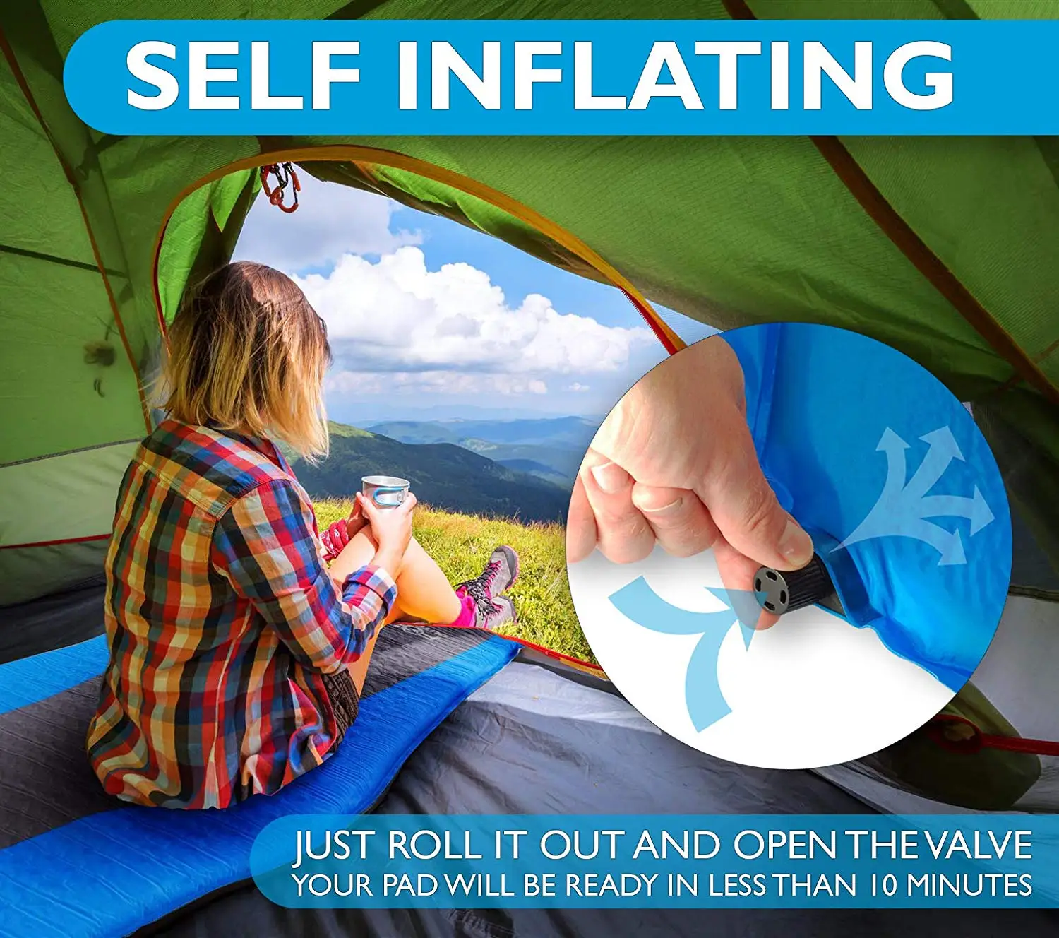 Rooxin Self Inflatable Sleeping Pad Camping Tent Mattress Air Bed Waterproof Thicken Sleeping Mat f