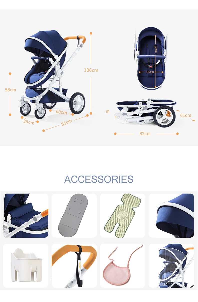 European type New design concept travel  luxury stroller baby 3 in1 baby pram
