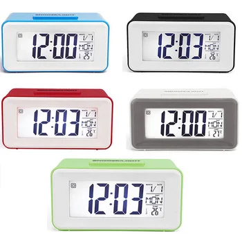 

DIDIHOU Desk Digital Clock Sound Control Backlight 12/24 H Snooze 8 Alarm Ringtones for Bedrooms Bedside Kids