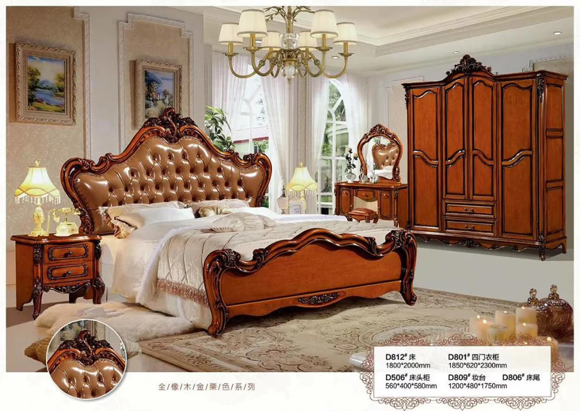 

modern european solid wood bed Fashion Carved 1.8 m bed french bedroom furniture DCXD831