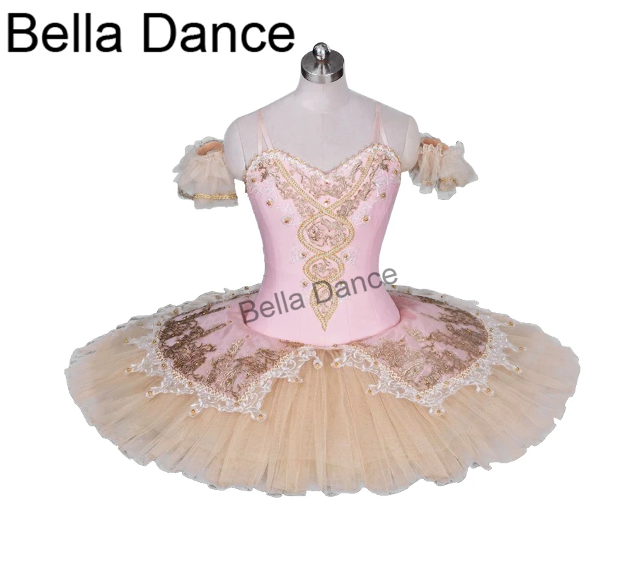 Women Florina Professional Ballet Tutus Skirt Pink Beige Le Corsaire  Stage Costume Ballerina Pancake TutuBT9034