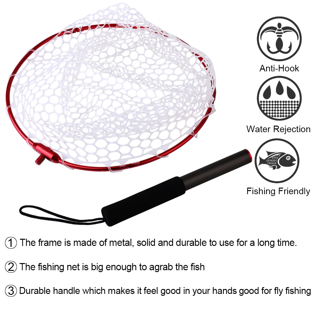 Sougayilang Folding Dip Net EVA Handle Rubber Lanyard Rope Trout Catch Outdoor Casting Net Fishing Tackle