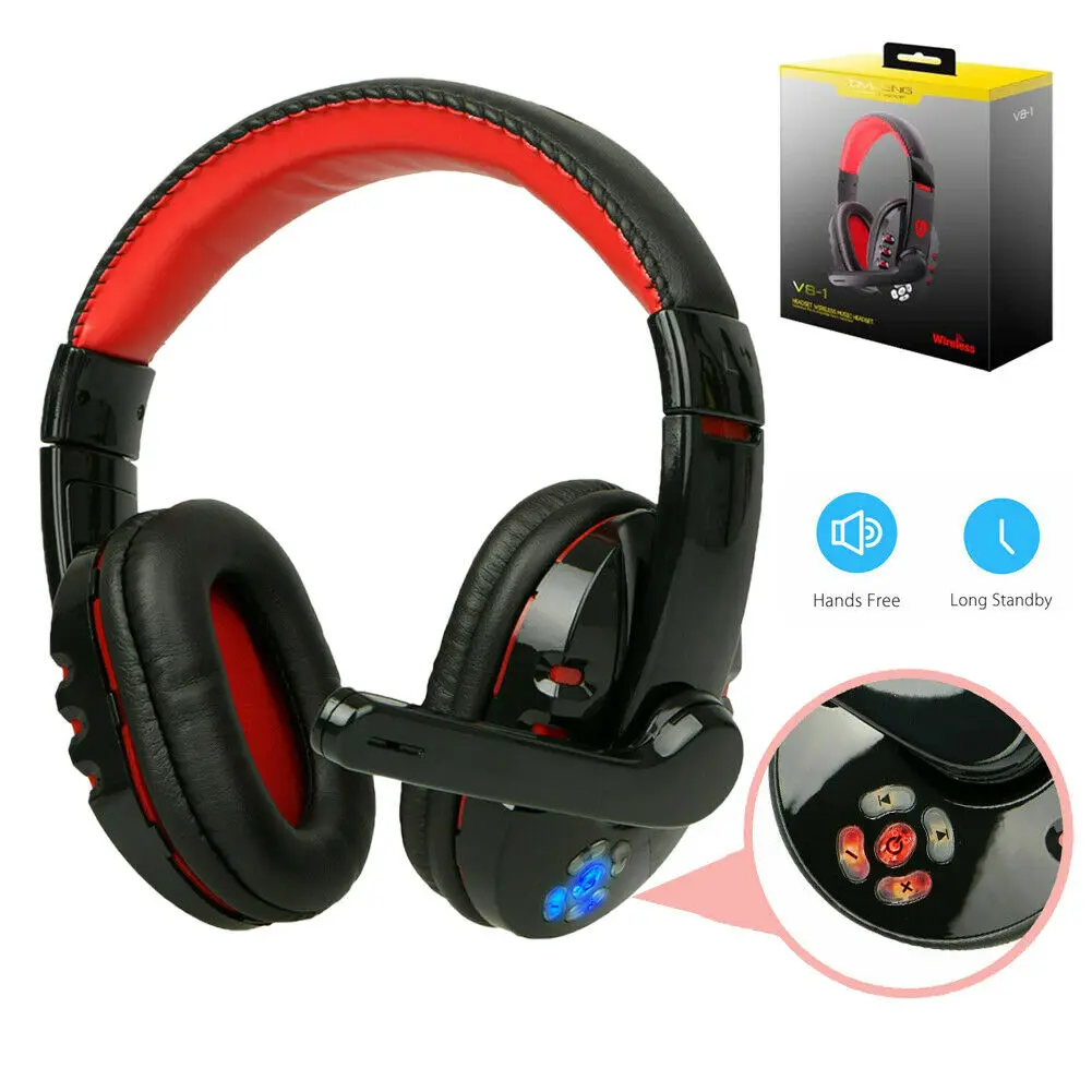 Foldable Wireless Bluetooth On Ear Headphones LED Glowing Headset Earphone MIC Gaming Headphone