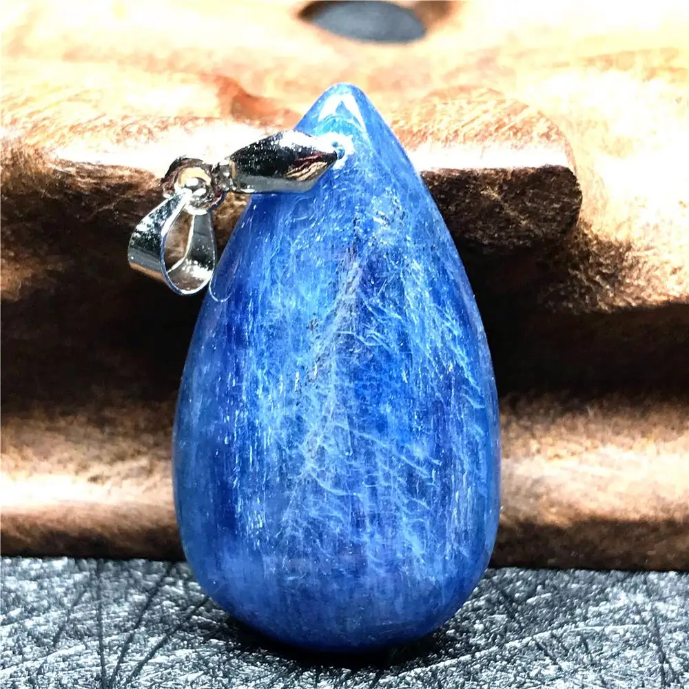 

Top Natural Blue Kyanite Beads Pendant For Woman Man Crystal 30x18x5mm Cat Eye Gemstone Crystal Water Drop Necklace Pendant AAAA