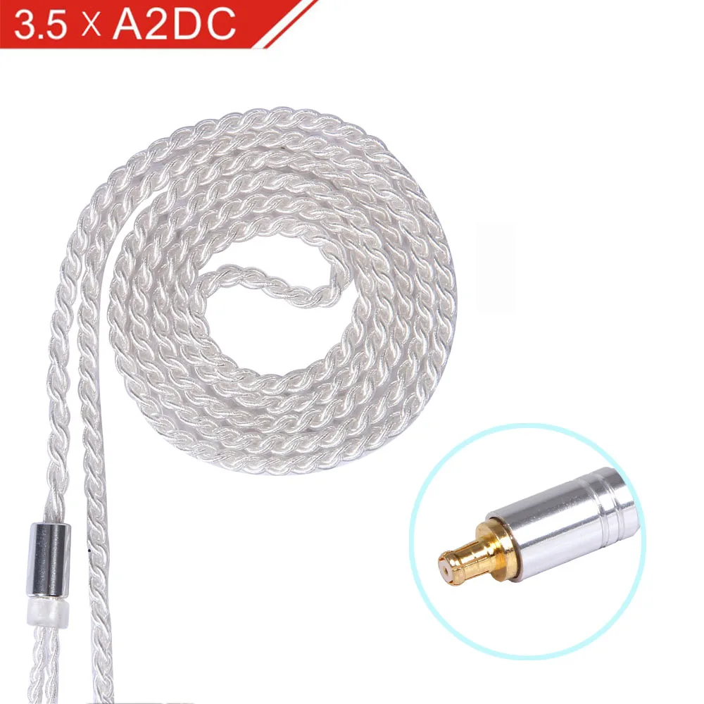 FDBRO 4 ядра бескислородная медь посеребренный кабель для наушников 3,5 мм Diy провод для наушников MMCX 2PIN A2DC кабель - Цвет: A2DC Silver