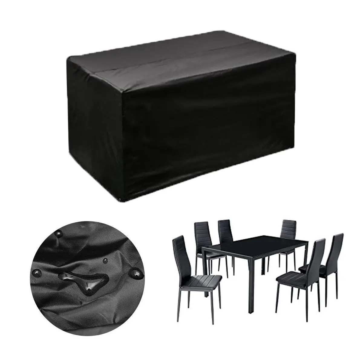 

3 Sizes Waterproof Rectangular Outdoor Rattan Table Protection Dust Cover Canopy Supplies Black Garden Patio Furniture Cover