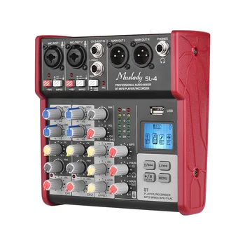 

Muslady SL-4 Compact Size 4-Channel Mixing Console Mixer 2-band EQ Built-in 48V Phantom Power Supports BT Connection USB