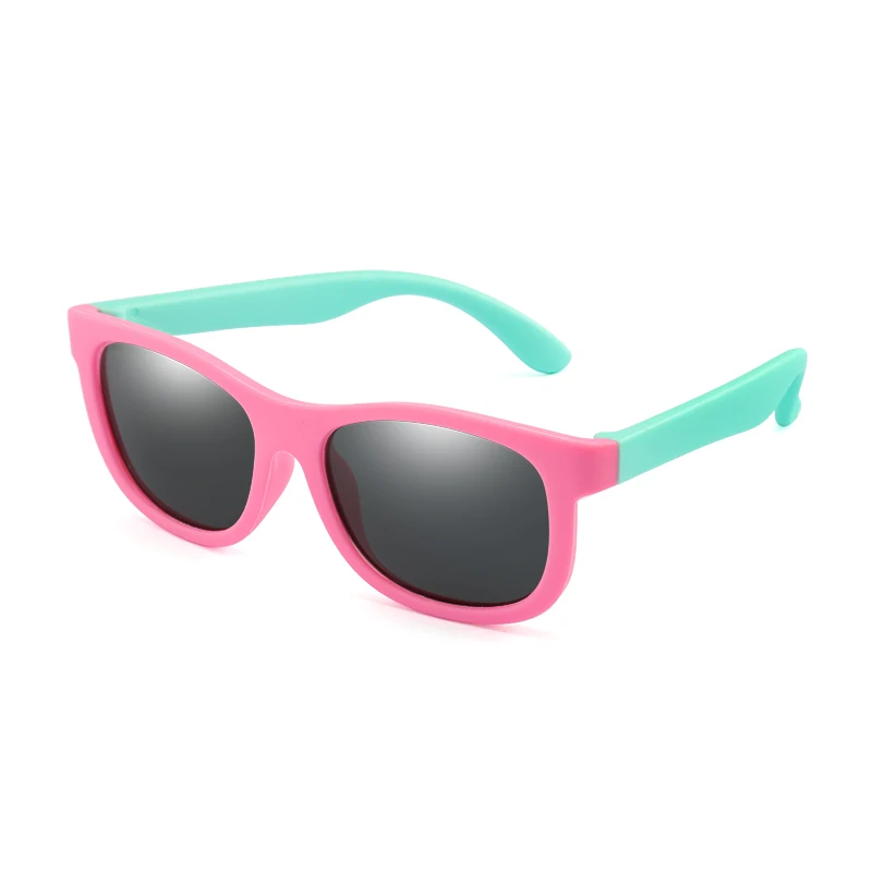 Longkeader TR90, гибкие детские солнцезащитные очки, поляризационные, детские, защитные, солнцезащитные очки, UV400, очки для младенцев, oculos de sol, оттенков - Цвет линз: pink green grey