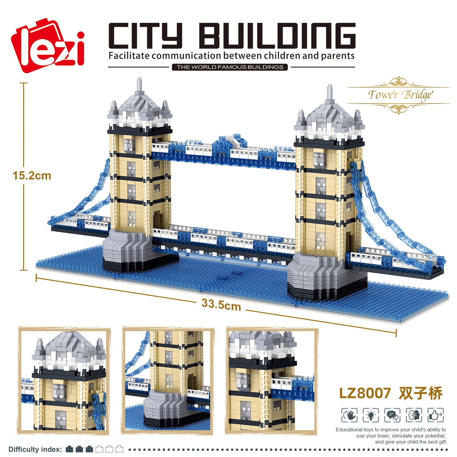 YZ Architecture Britain Tower Bridge DIY Mini Diamond Building Nano Blocks Toy 