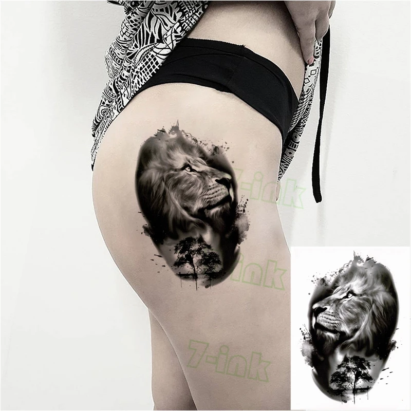 

Waterproof Temporary Tattoo Sticker Wolf Lion Tree Flash Tattoos Body Art Arm Fake Tatoo Men