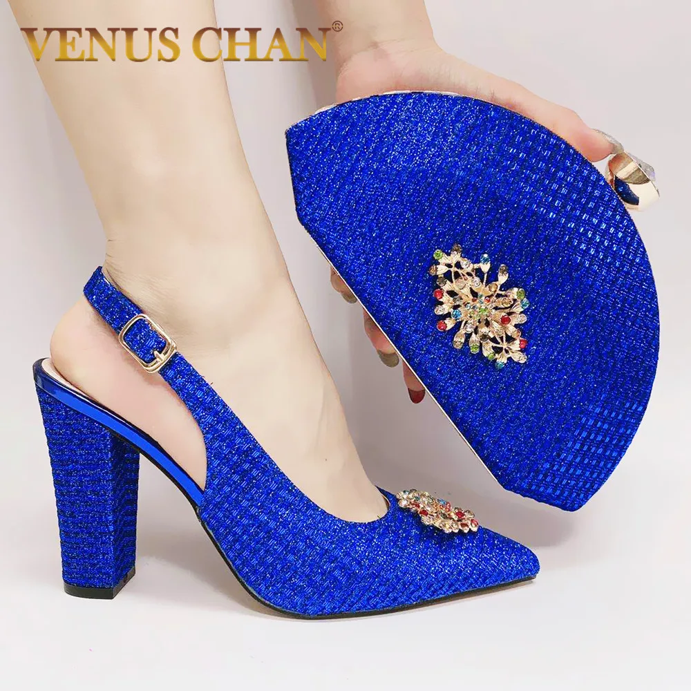 Bags Wedding-Shoes-Set Match-Shoes Women Rhinestone And Party with Bag-Set Decorated