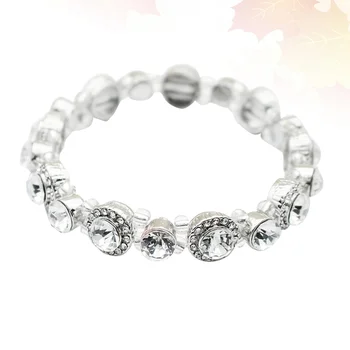 

Crystal Alloy Hand Chain Fashion Bracelet Jewelry Bracelet Wedding Dress Accessory for Bride Lady (Silver)