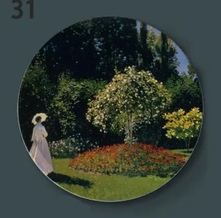 Monet Картина декор настенные вешалки тарелки керамические ремесло дома декоративное блюдо отель Гостиная фоновый дисплей масляные тарелки - Цвет: 31