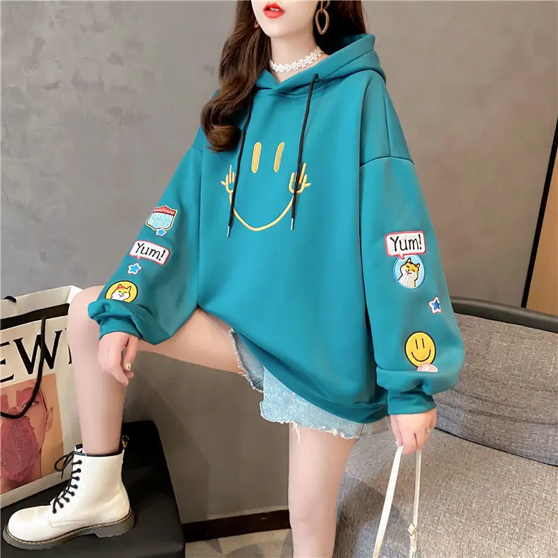 

Cashmere thickened Korean style autumn and winter new loose thick cartoon embroidery sweater women's versatile winter coat