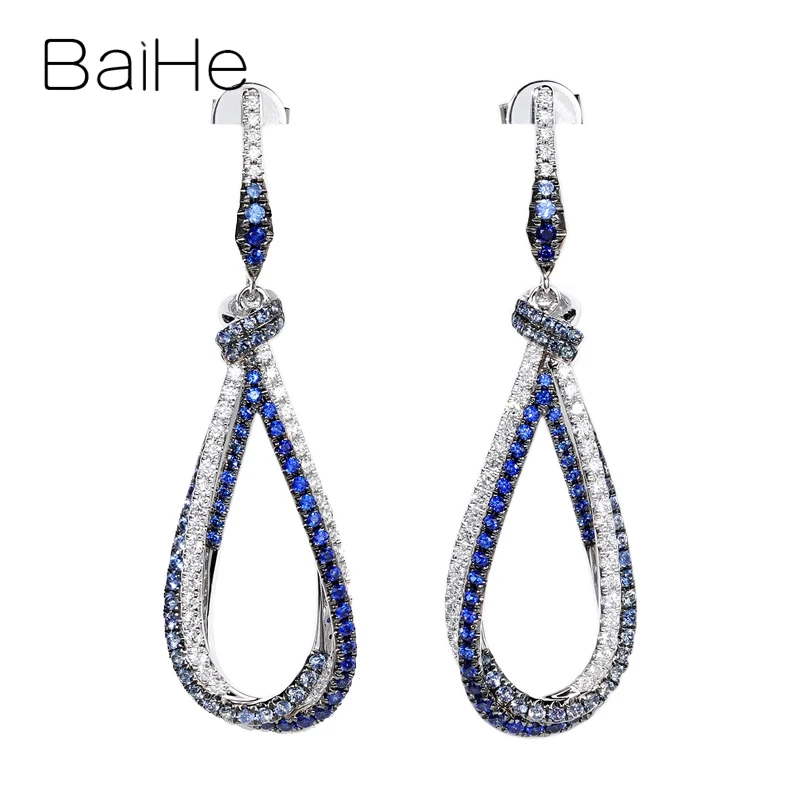 BAIHE Solid 14 K, белое золото+ черное золото 0,64ct, настоящие натуральные кольца, Помолвочные модные ювелирные изделия подарок серьги-гвоздики
