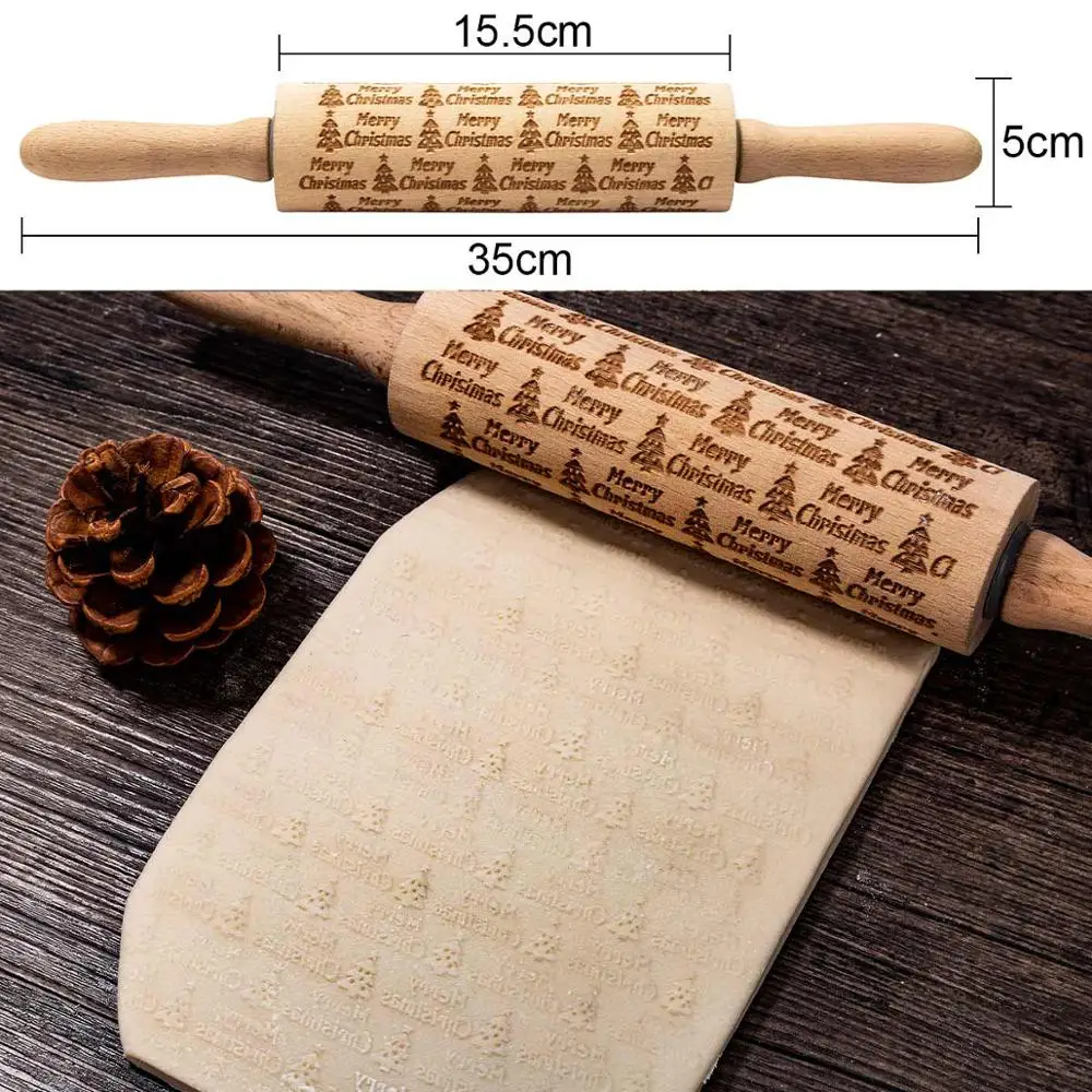 Christmas Новинка, 3D Рождественская Скалка, деревянная 29 узоров, тисненая, с рисунком, для печенья, сделанная в рулоне, для выпечки, кондитерских изделий, инструменты - Цвет: Christmas
