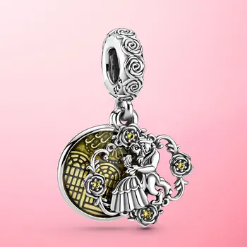 

New 925 Sterling Silver Beauty And The Beast Dangle Charm Beads Fit Original Pamura Bracelets For Women DIY Jewelry Gift