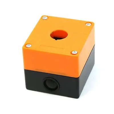 

Black Orange Plastic Controlling Station 1 Hole Push Button Swith Case Box