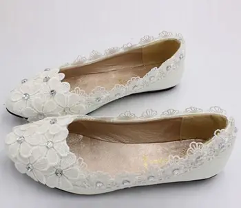 

New coming 2019 fashion designer lace flats shoes woman ladies female party dinner proms dress banquet dancing flats shoe white