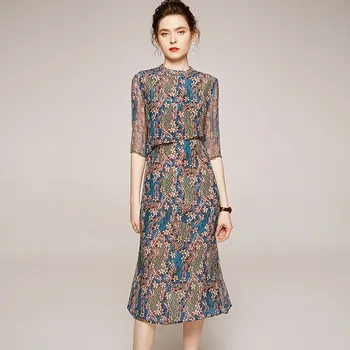 

High-end 2020 summer elegant women's silk oblique shoulder dress