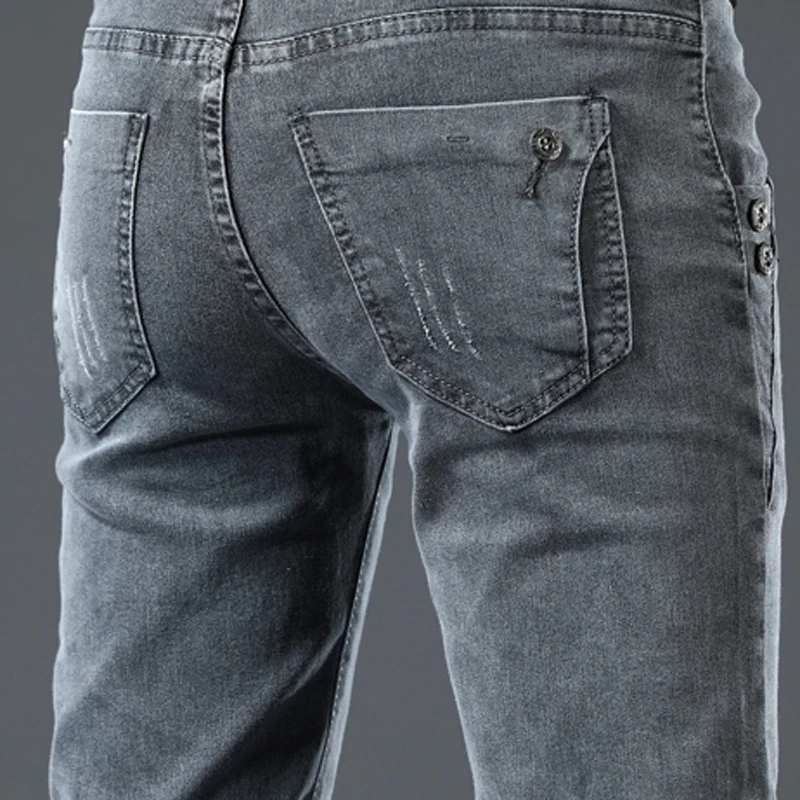 2024 New  Style Men Boutique Denim Jeans High Quality Fashion Casual Solid Pencil Pants Men's Leisure Trousers Size 27-36