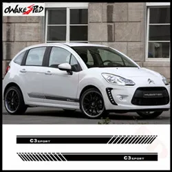 2PCS-Auto-Vinyl-Decals-Car-Door-Side-Stripes-Skirt-Decor-Sticker-For-Citroen-C3-Auto-Sport