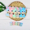 1PC Cat Silicone Teether Toys Necklace Accessories Infant Chew Toys Raccoon Silicone Beads Soft teether DIY Baby Teething 6