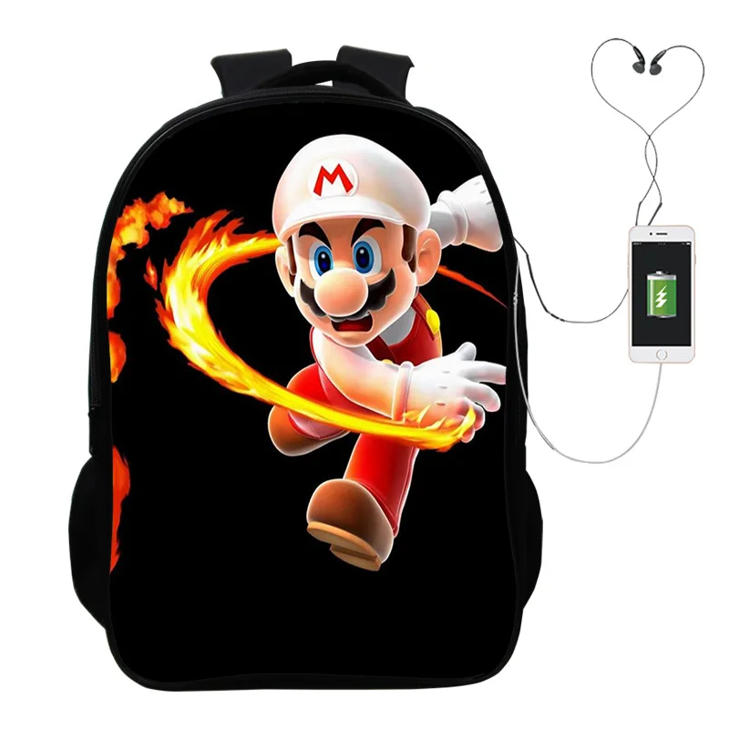 Популярная игра “Марио” Многофункциональный USB зарядный рюкзак для детей, для мальчиков, детей, подростков, мужские Школьные сумки дорожные сумки для ноутбуков