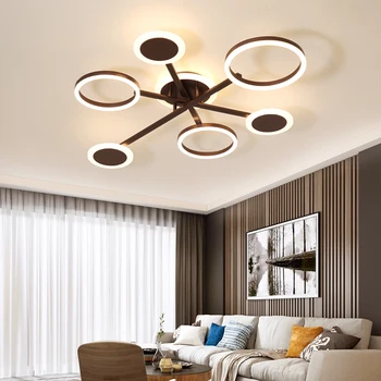 

Modern Led ceiling Lights Simple Lighting For Living Bedroom Study Room Brown Indoor Lamps Fixtures Dimmable LED Luminaires