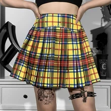 Summer Women Gothic Lolita Skirt Y2k Preppy Style Plaid Sexy High Waist Chic Student Mini Skirts Uniforms Dance A Line Skirts