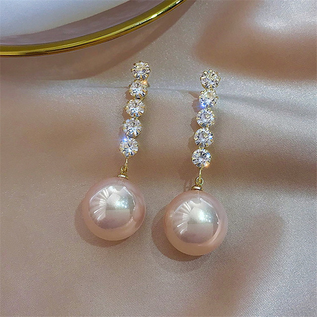Personality Fashion Design Zircon Earrings For Women Light Luxury Web Celebrity Temperament Tassels Pearl Earrings Jewelry