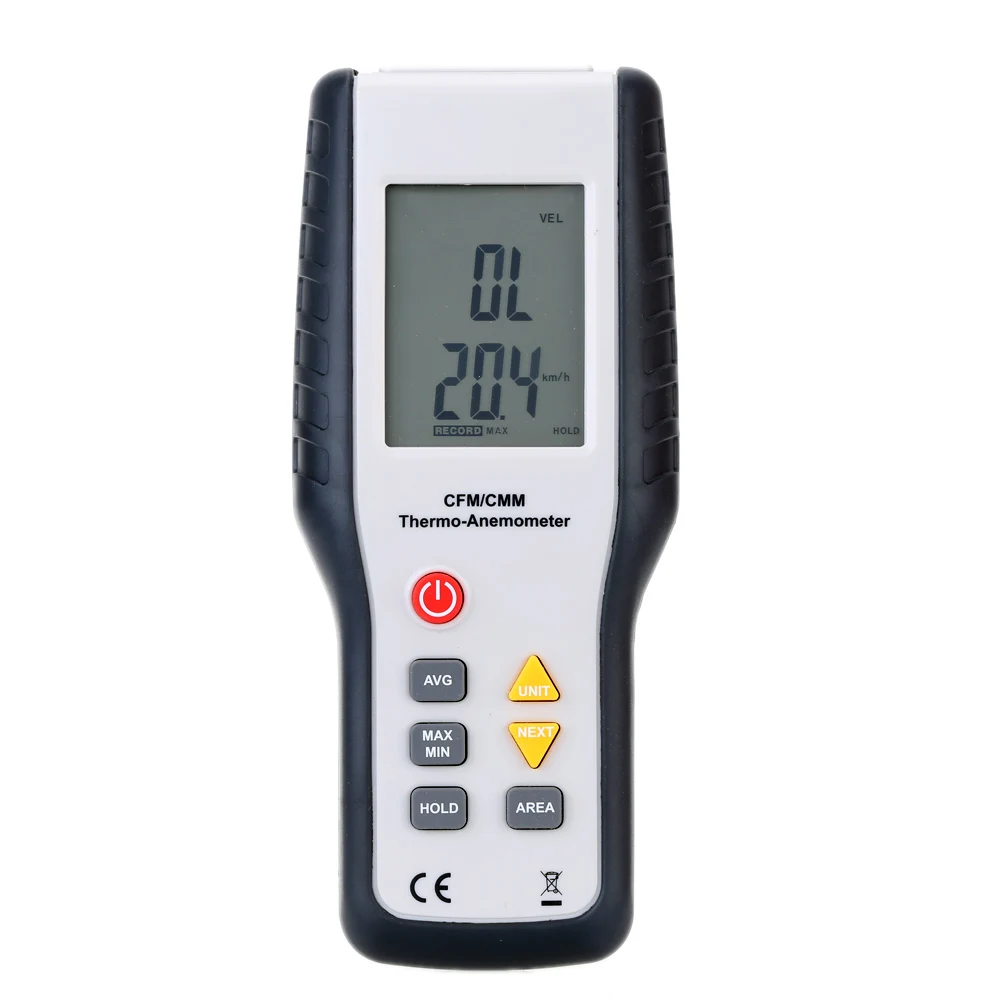 High Sensitive Anemometer LCD CFM/CMM Display Wind Speed Anemograph Thermal Thermo-Anemometer Infrared Thermometer Measurement