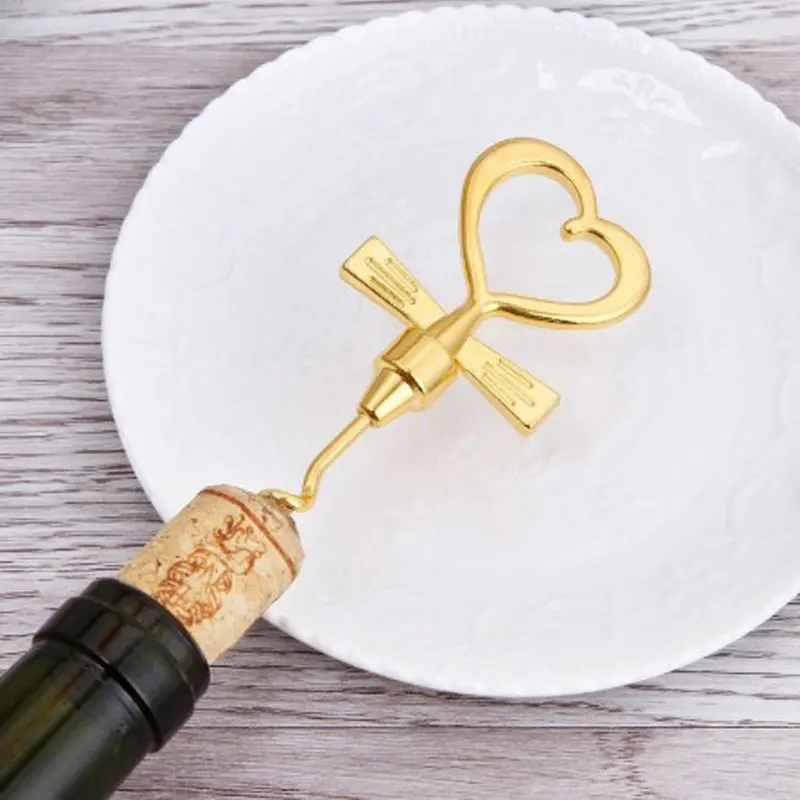 10 шт./лот Золотое любовное сердце пробка для бутылки красного вина открывалка