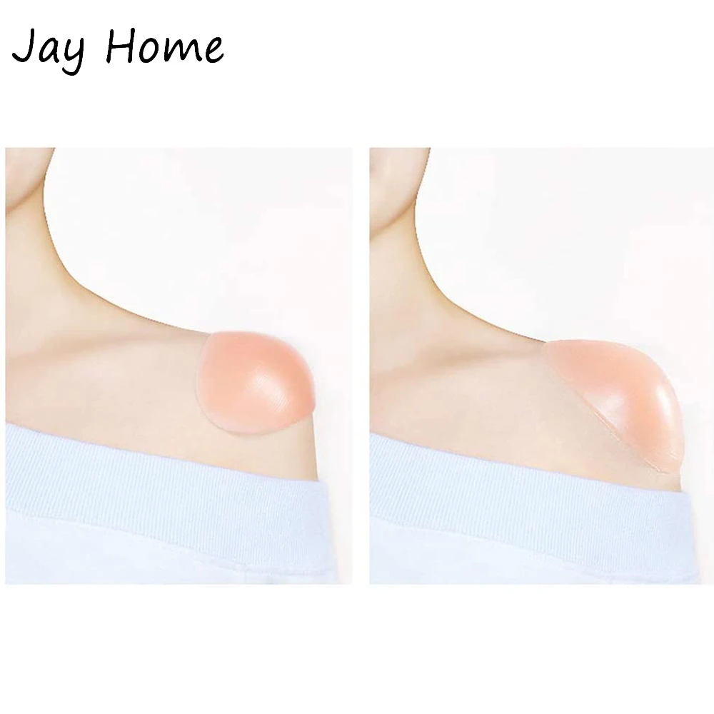 2 Pairs Silicone Shoulder Pads Invisible Non-Slip Shoulder Push-Up Pads  Reusable Shoulders Enhancer Sticky Pad for Women Clothings(Transparent&Skin  Tone)