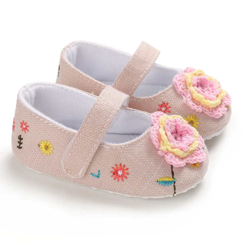 «Милое дитя», обувь для девочек с цветочным рисунком, для тех, кто только начинает ходить, для новорожденных, младенцев Принцесса Мягкие ботинки шпаргалки - Цвет: Розовый