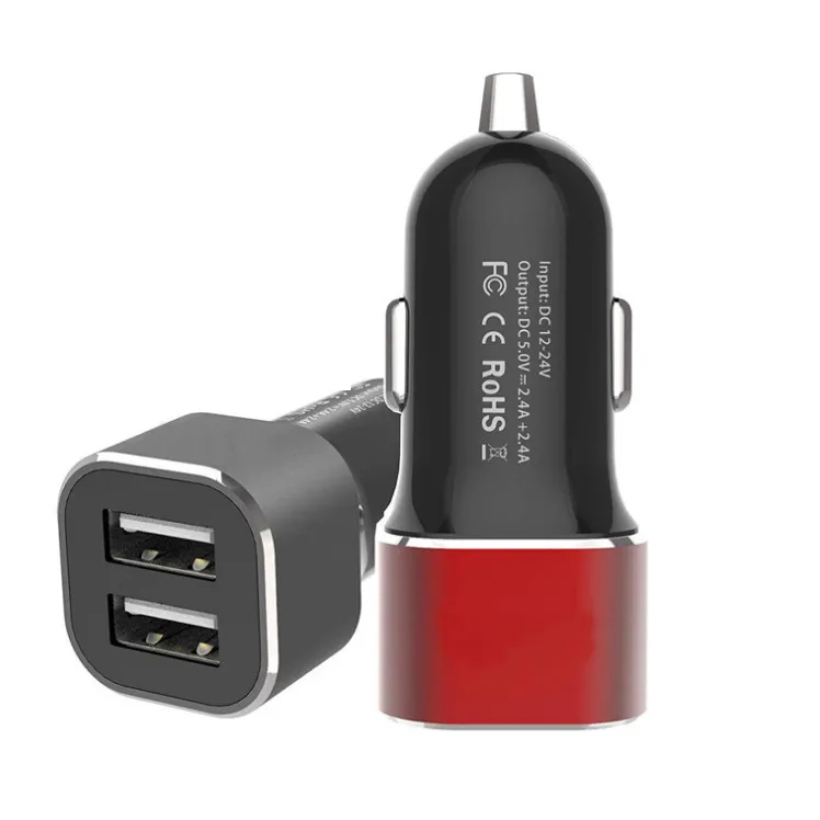 Автомобильное зарядное устройство Новое двойное USB 4.8A выходное металлическое зарядное устройство для автомобиля для IPhone